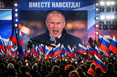 Vladimir Putin addressing Russian officials amid Ukraine war strategy discussions