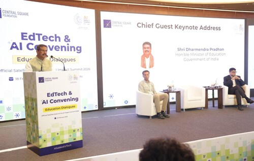 Dharmendra Pradhan speaking at CSF EdTech AI Dialogue in New Delhi