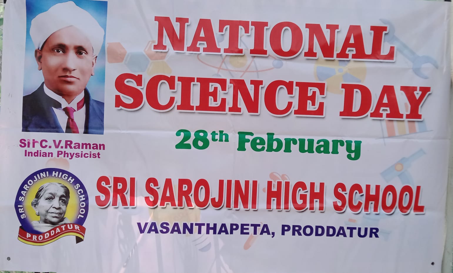 Girl students showcasing eco-friendly science projects on National Science Day 2026