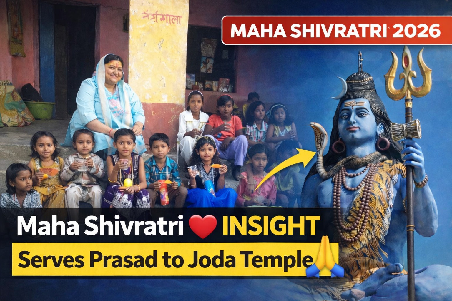 INSIGHT volunteers distributing prasad and sharbat to children during Maha Shivratri at Joda Temple RaniganjINSIGHT volunteers distributing prasad and sharbat to children during Maha Shivratri at Joda Temple Raniganj
