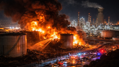 Iran missile attack on Haifa oil refinery causing fire and escalation