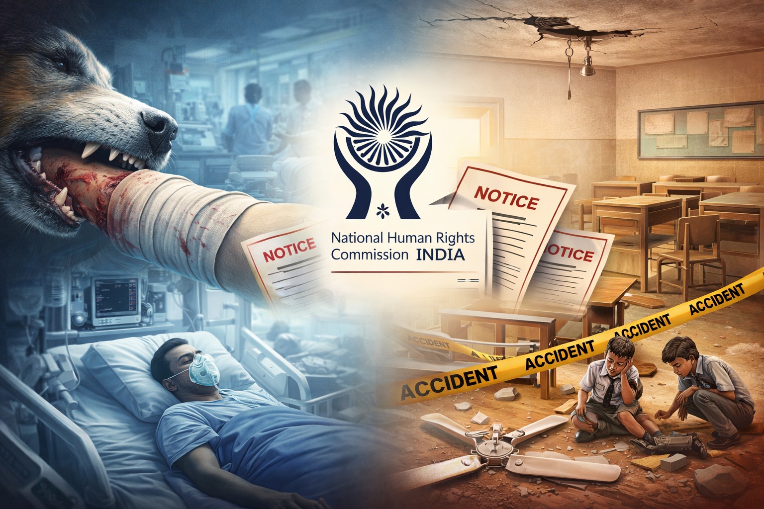 NHRC investigates dog bite death and school accident highlighting public safety failures in India